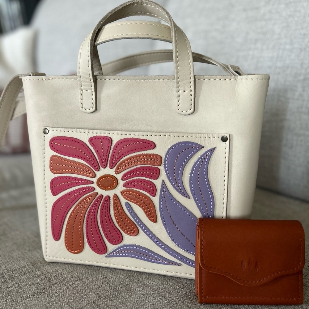 New Portland Leather Limited Edition Mini Crossbody Tote and Small Wallet - Picture 2 of 11